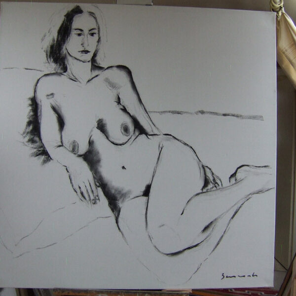 01 Sarah<br>Fusain<br>2006<br>100 x 100 cm