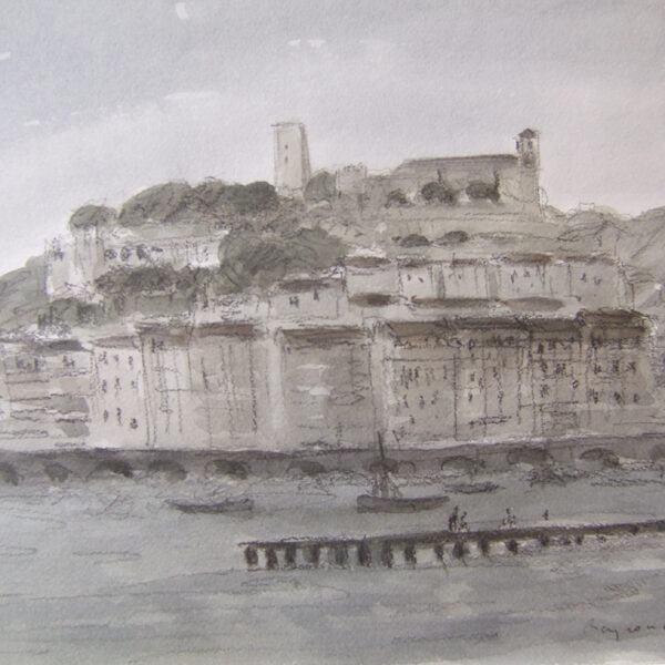 29 Cannes 1979<br>21 x 25 cm<br>Aquarelle et crayon<br>Galerie Beyrouti Honfleur