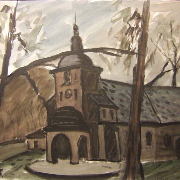 56 Notre-Dame de Grâce<br>Honfleur 1985<br>36 x 46 cm<br>Collection particulière<br>Paris