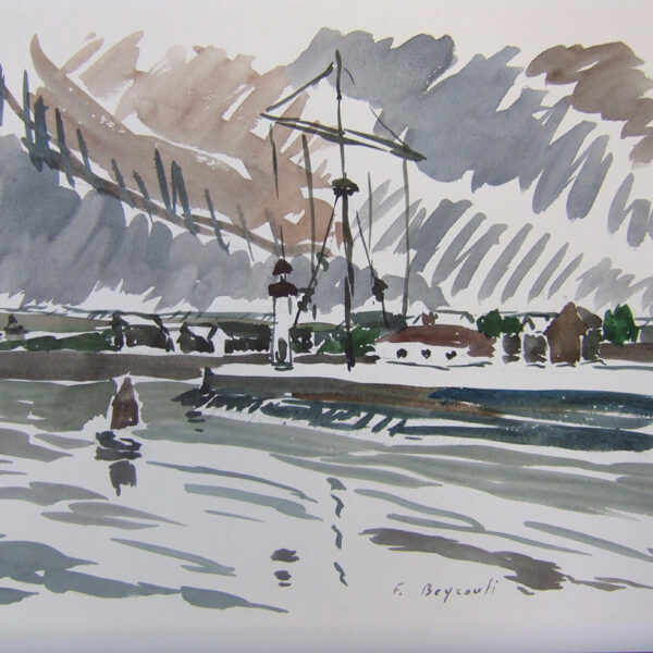 34 L'avant-port à Honfleur<br>2001<br>40 x 50cm<br>Collection particulière<br>Lyon