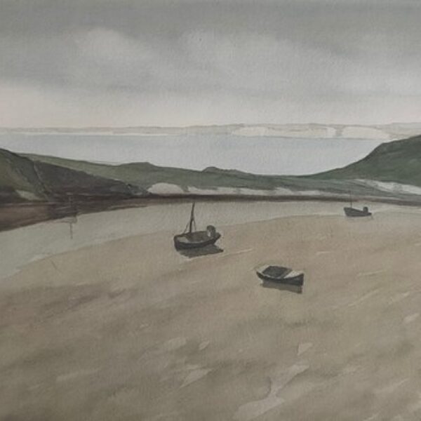 96 Port Bretagne 2<br>Aquarelle ca 1985<br>24 x 33.5<br>Galerie Beyrouti Honfleur