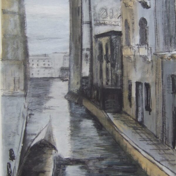 Venise 1<br>pastel rehaussé de fusain<br>1975 <br> 31.5 x 46.5 cm  <br> Atelier Beyrouti