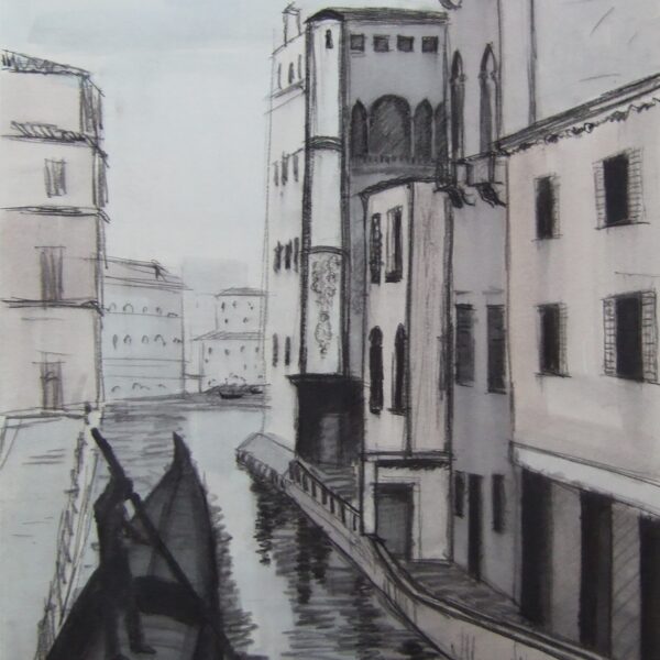 Venise 2<br>pastel rehaussé de fusain<br>1975<br>31.5 x 46.5 cm<br>Atelier Beyrouti